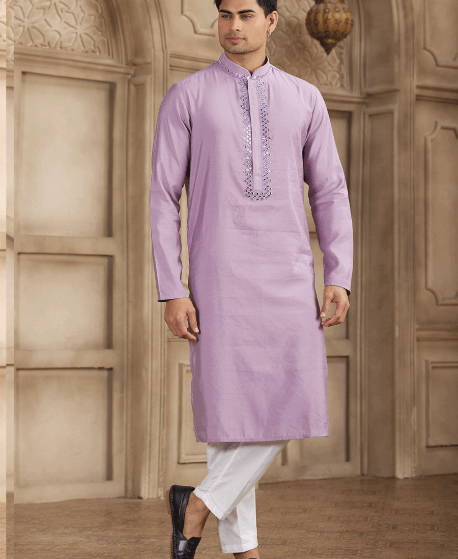 Purple color Art Silk Kurta Payjama